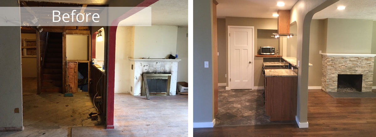 Kitchen Island / Living Room Remodel Before & After